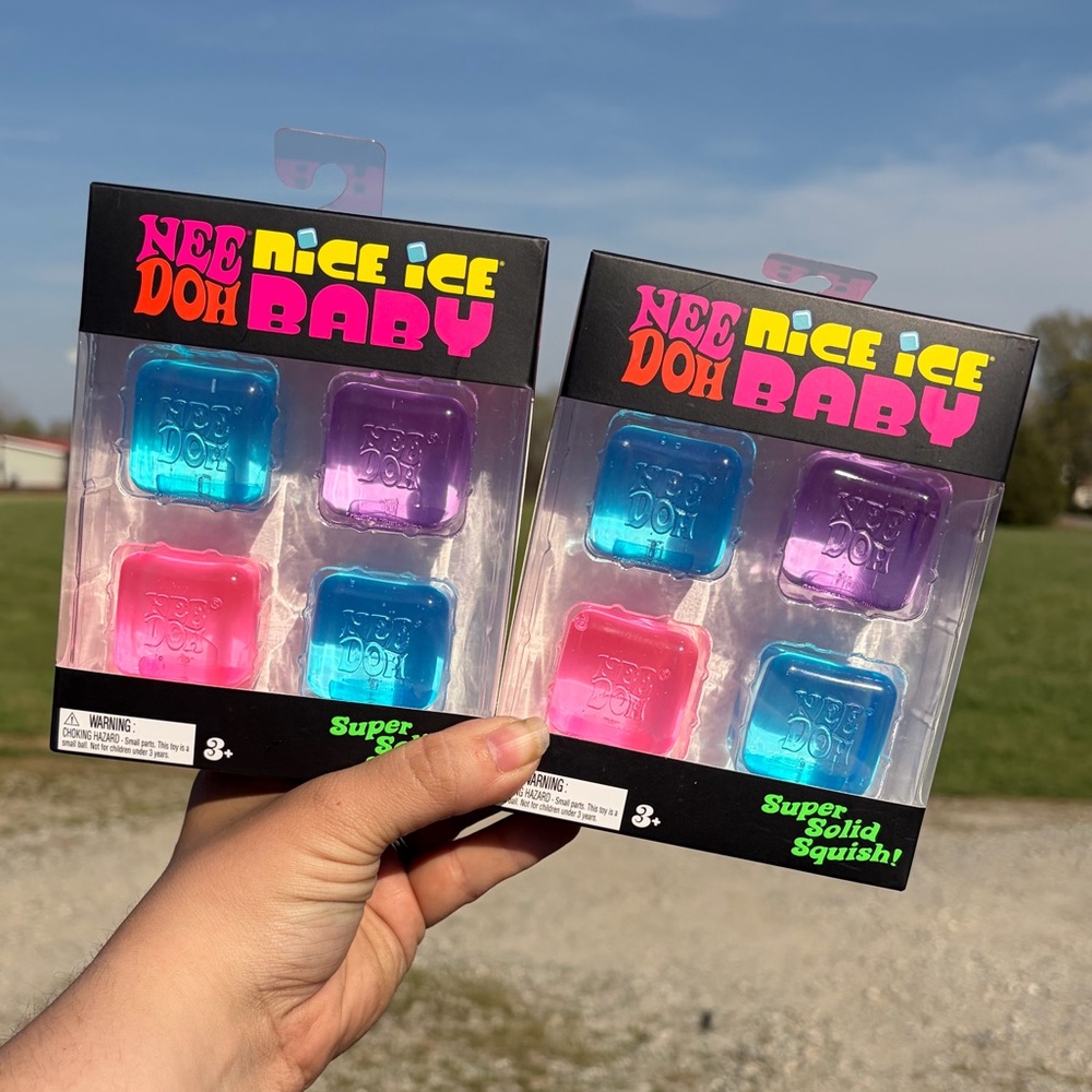 Set of 2 NeeDoh Nice Ice Baby Squishy Ice Cubes - Blue Pink Purple